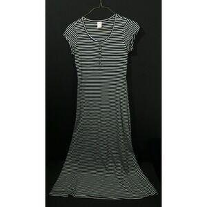 Faded Glory Womens Long Dress Sleeveless V Neck Black/white Size 1X (16W)‎